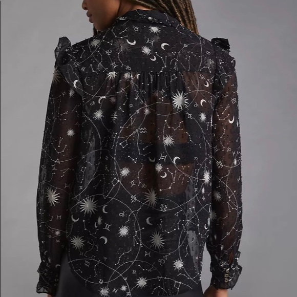Anthropologie Celestial Puff Sleeve Top Med - Picture 2 of 13